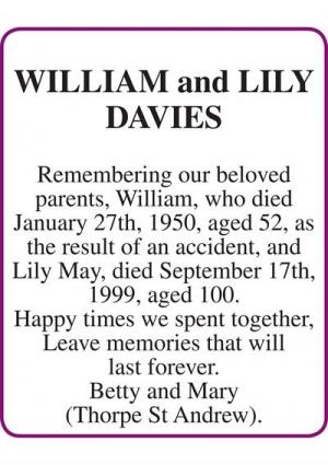 WILLIAM and LILY MAY DAVIES